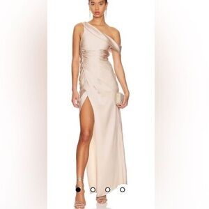 Jonathan Simkhai Sahar one-shoulder ruched satin-crepe gown